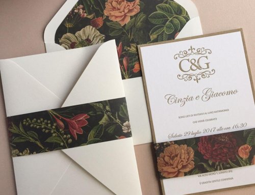 Invitación de boda letterpress bohemian Cinzia & Giacomo